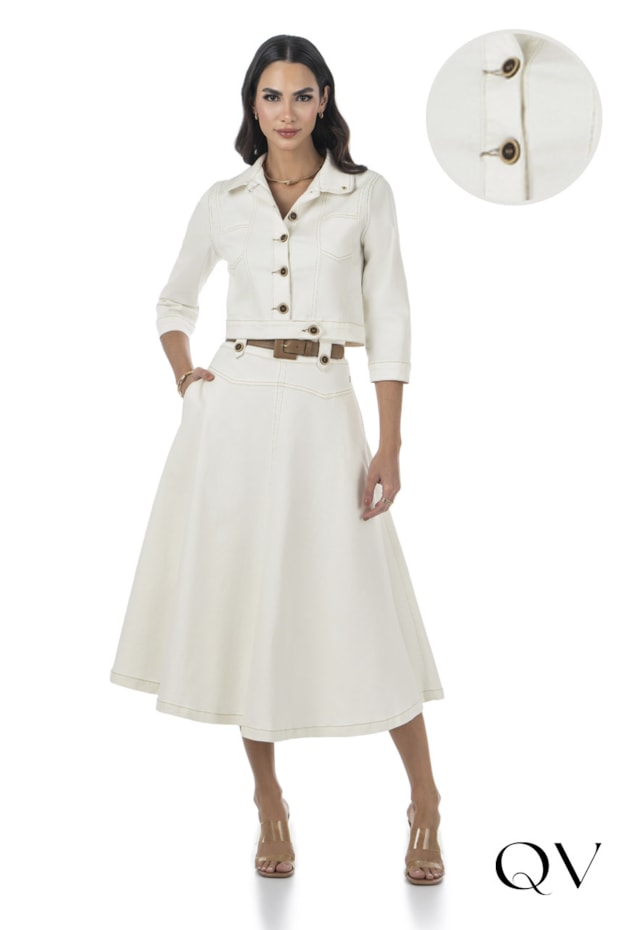 JAQUETA EM JEANS BOLSO FRONTAL OFF - VIA TOLENTINO JAQUETA EM JEANS BOLSO FRONTAL OFF - VIA TOLENTINO