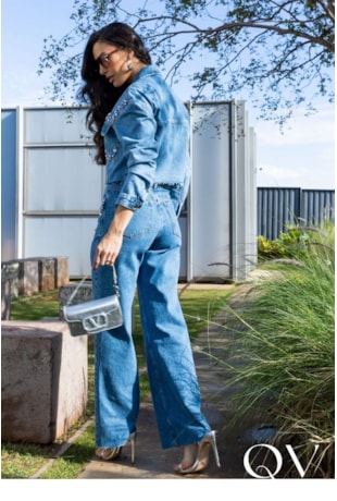 JAQUETA EM JEANS BORDADA - LUZIA FAZZOLLI