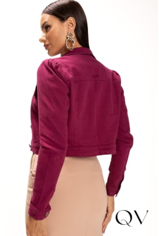 JAQUETA EM JEANS COLOR COM BOTÕES FÚCSIA - LEKAZIS