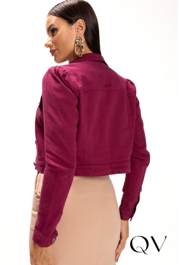 JAQUETA EM JEANS COLOR COM BOTÕES FÚCSIA - LEKAZIS