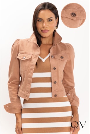 JAQUETA EM JEANS MOCHA MOUSSE - LEKAZIS JAQUETA EM JEANS MOCHA MOUSSE - LEKAZIS