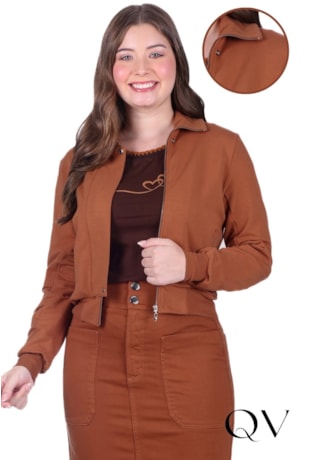 JAQUETA EM MOLECOTTON E RIBANA CARAMELO - HAPUK