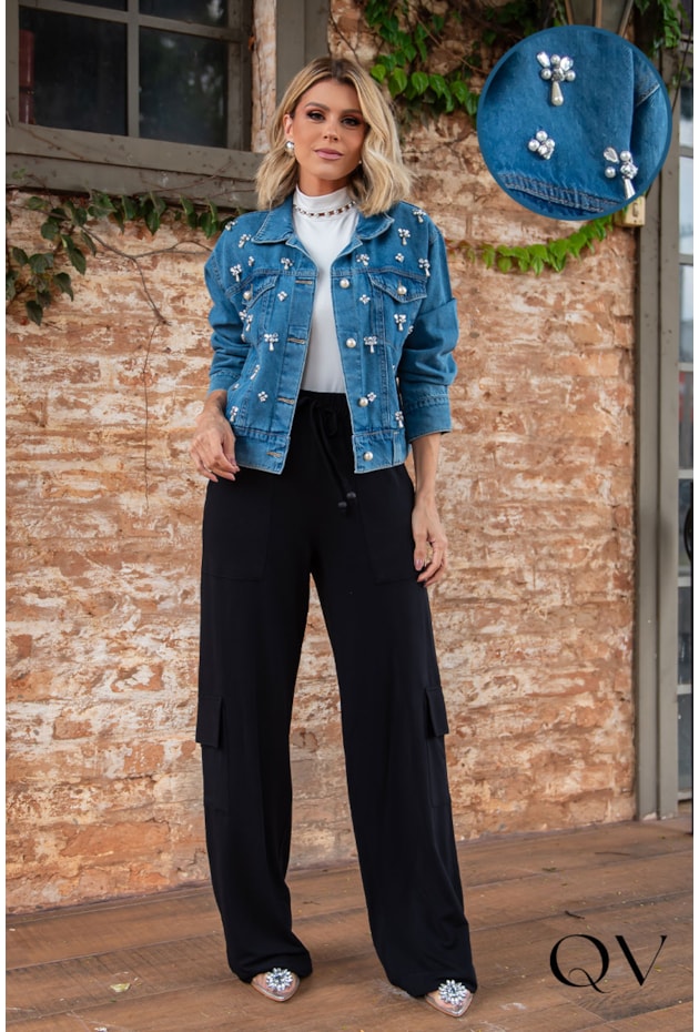 JAQUETA JEANS BORDADO AZUL - LUZIA FAZZOLLI JAQUETA JEANS BORDADO AZUL - LUZIA FAZZOLLI