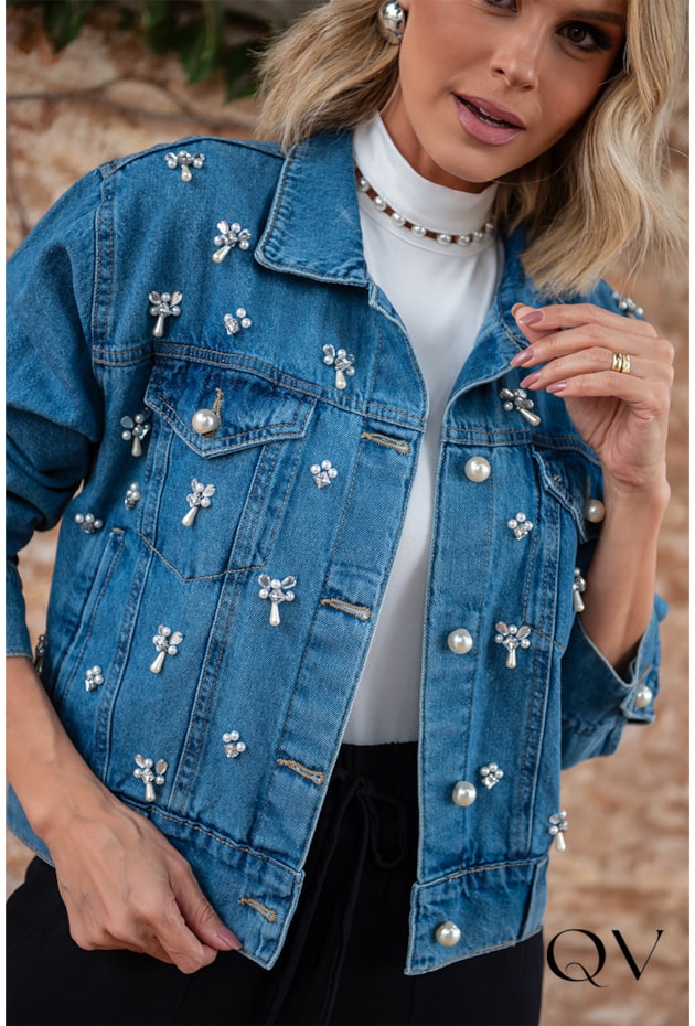 JAQUETA JEANS BORDADO AZUL - LUZIA FAZZOLLI JAQUETA JEANS BORDADO AZUL - LUZIA FAZZOLLI