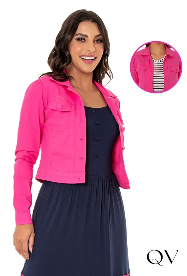 JAQUETA JEANS COLOR PINK - HAPUK JAQUETA JEANS COLOR PINK - HAPUK