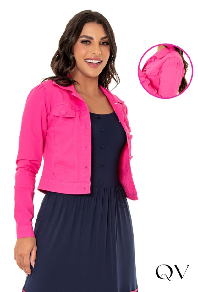 JAQUETA JEANS COLOR PINK - HAPUK JAQUETA JEANS COLOR PINK - HAPUK