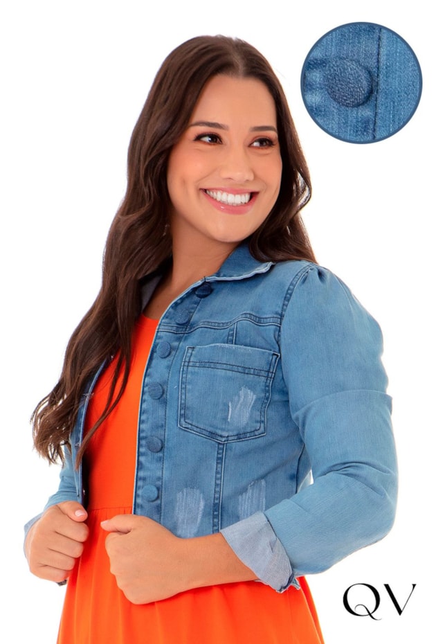 JAQUETA JEANS COM BORDADO DE CORAÇÕES AZUL CLARO - HAPUK JAQUETA JEANS COM BORDADO DE CORAÇÕES AZUL CLARO - HAPUK