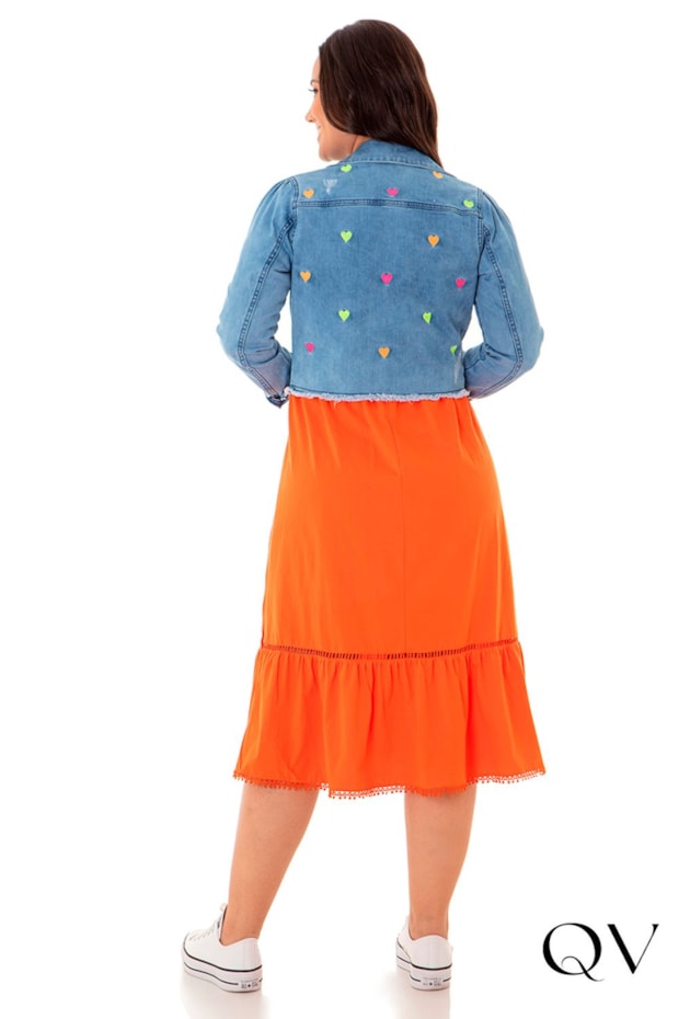 JAQUETA JEANS COM BORDADO DE CORAÇÕES AZUL CLARO - HAPUK JAQUETA JEANS COM BORDADO DE CORAÇÕES AZUL CLARO - HAPUK