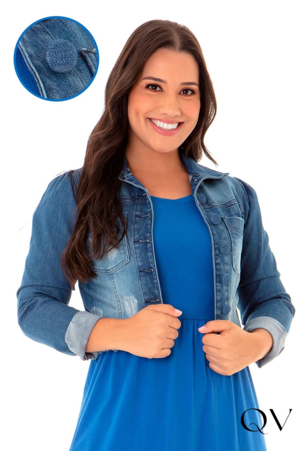 JAQUETA JEANS COM BORDADO DE CORAÇÕES AZUL ESCURO - HAPUK JAQUETA JEANS COM BORDADO DE CORAÇÕES AZUL ESCURO - HAPUK