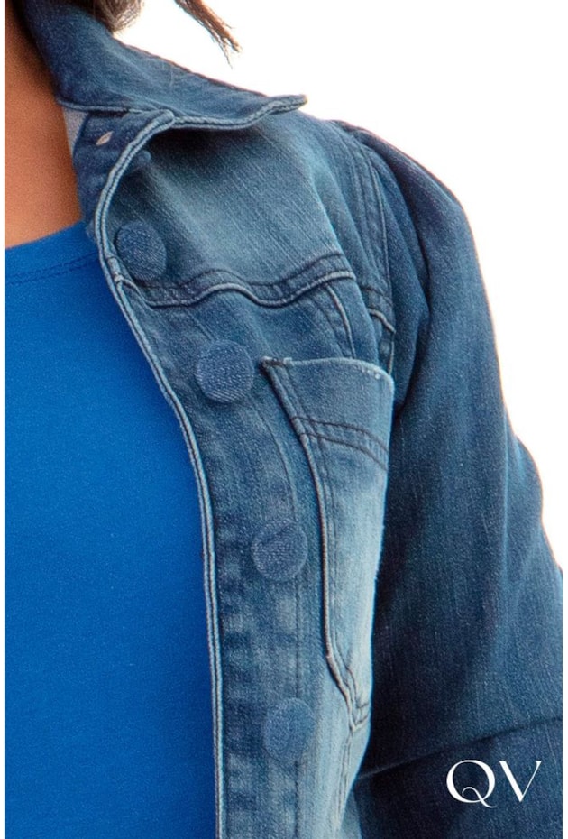 JAQUETA JEANS COM BORDADO DE CORAÇÕES AZUL ESCURO - HAPUK JAQUETA JEANS COM BORDADO DE CORAÇÕES AZUL ESCURO - HAPUK