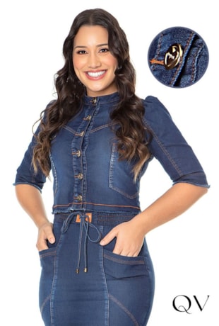 JAQUETA JEANS COM BOTÕES - HAPUK