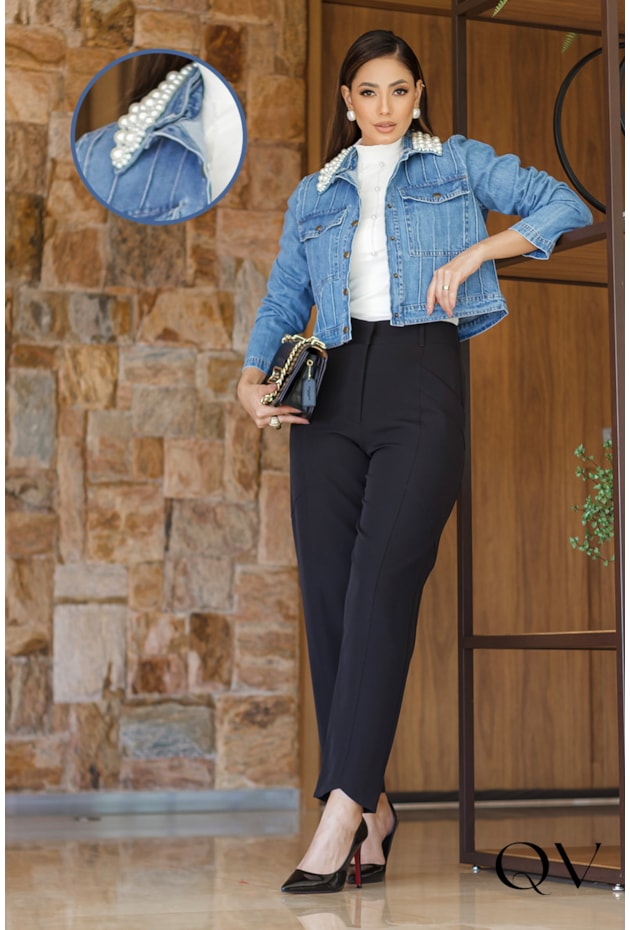 JAQUETA JEANS GOLA BORDADA AZUL - LUZIA FAZZOLLI JAQUETA JEANS GOLA BORDADA AZUL - LUZIA FAZZOLLI