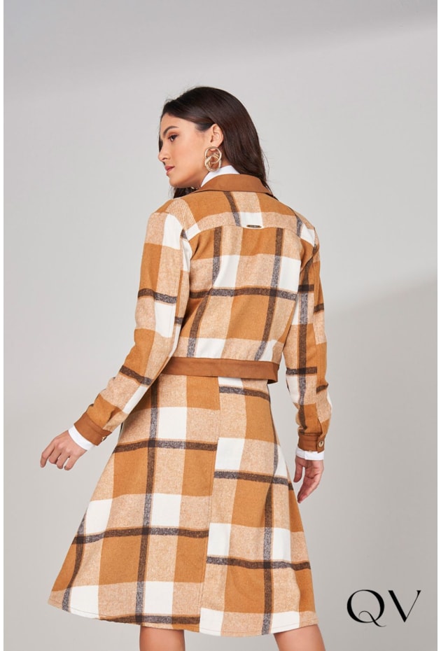 JAQUETA JEANS XADREZ CARAMELO - TITANIUM JEANS JAQUETA JEANS XADREZ CARAMELO - TITANIUM JEANS