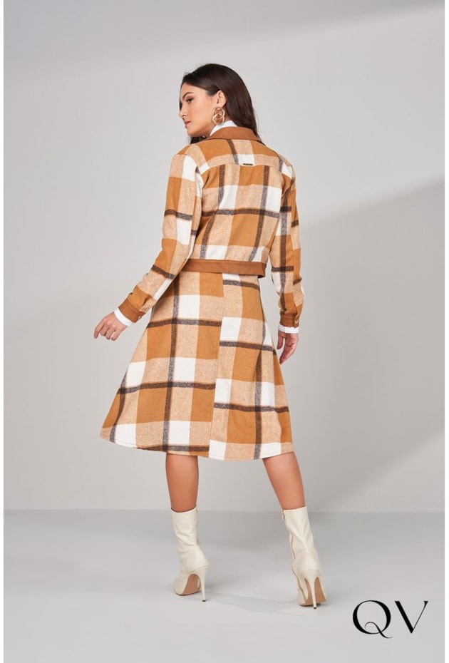 JAQUETA JEANS XADREZ CARAMELO - TITANIUM JEANS JAQUETA JEANS XADREZ CARAMELO - TITANIUM JEANS