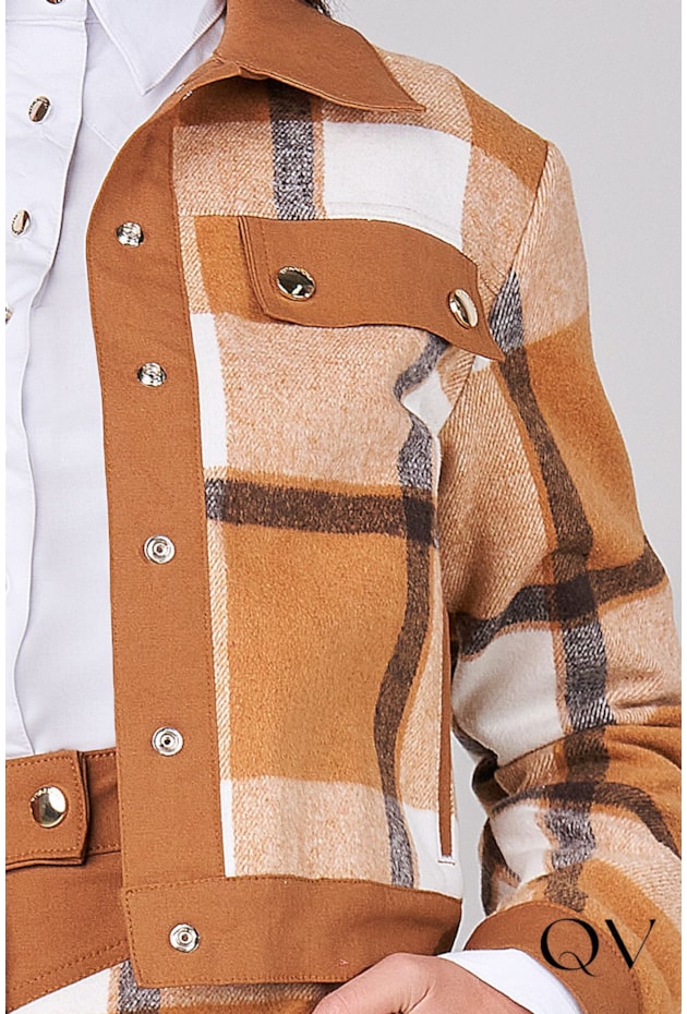 JAQUETA JEANS XADREZ CARAMELO - TITANIUM JEANS JAQUETA JEANS XADREZ CARAMELO - TITANIUM JEANS