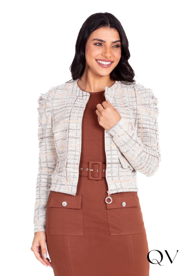 JAQUETA MALHA TWEED COM LUREX AMARELO - HAPUK JAQUETA MALHA TWEED COM LUREX AMARELO - HAPUK