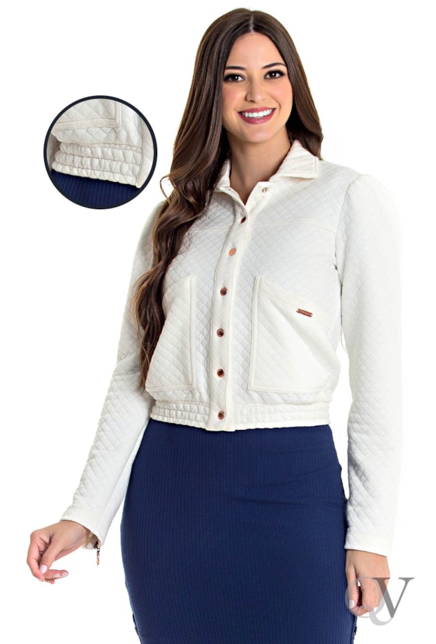 JAQUETA MATELASSÊ ZÍPER NA MANGA OFF WHITE - HAPUK JAQUETA MATELASSÊ ZÍPER NA MANGA OFF WHITE - HAPUK