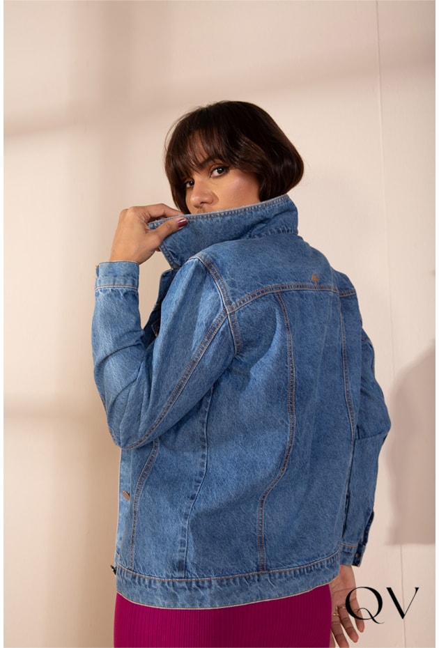 JAQUETA MAXI JEANS COM BOTÕES PERSONALIZADOS - LEKAZIS JAQUETA MAXI JEANS COM BOTÕES PERSONALIZADOS - LEKAZIS
