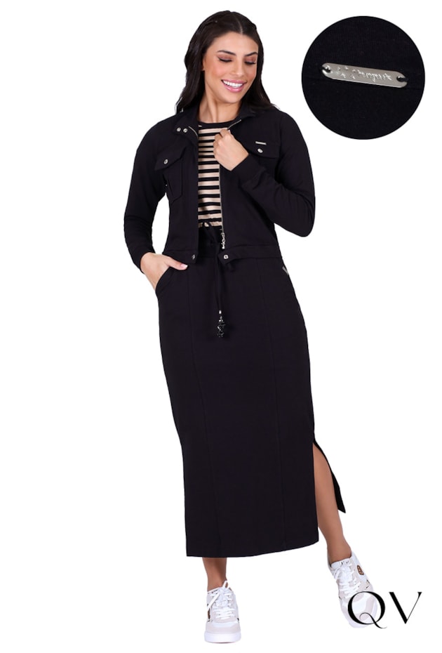 JAQUETA MOLETINHO COM ZÍPER PRETO - HAPUK JAQUETA MOLETINHO COM ZÍPER PRETO - HAPUK