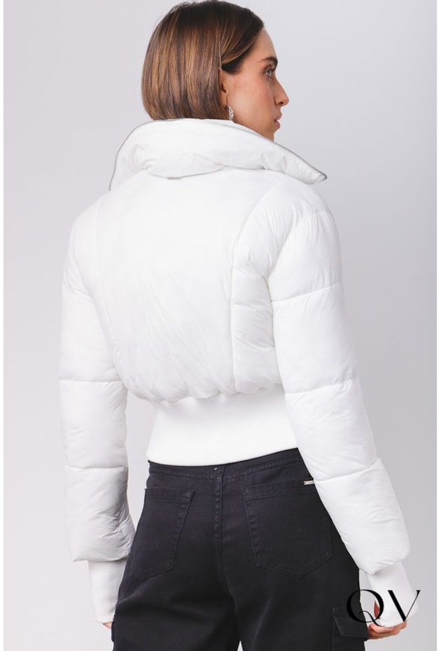 JAQUETA PUFFER BIKER COM DEDEIRA OFF WHITE - MAMÔ JAQUETA PUFFER BIKER COM DEDEIRA OFF WHITE - MAMÔ