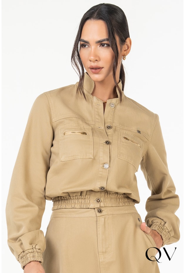 JAQUETA SARJA BOMBER BEGE - VIA TOLENTINO JAQUETA SARJA BOMBER BEGE - VIA TOLENTINO