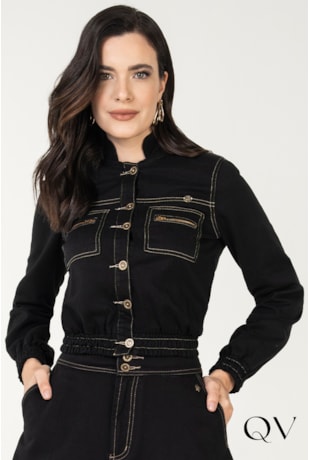 JAQUETA SARJA BOMBER PRETO - VIA TOLENTINO JAQUETA SARJA BOMBER PRETO - VIA TOLENTINO