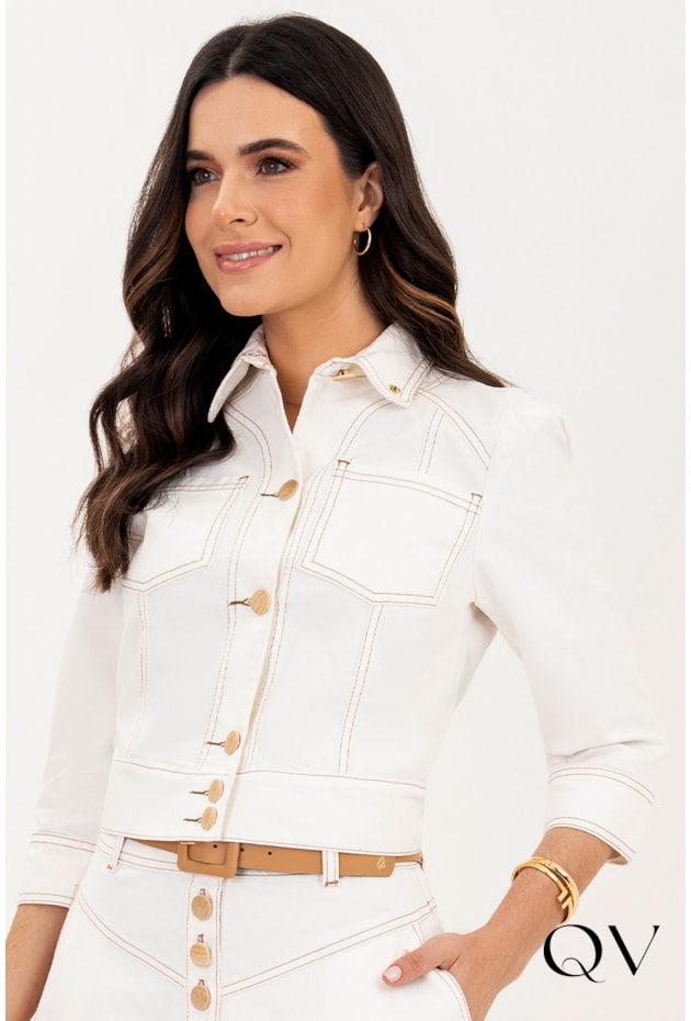 JAQUETA SARJA BOTÕES AMADEIRADOS OFF - VIA TOLENTINO JAQUETA SARJA BOTÕES AMADEIRADOS OFF - VIA TOLENTINO