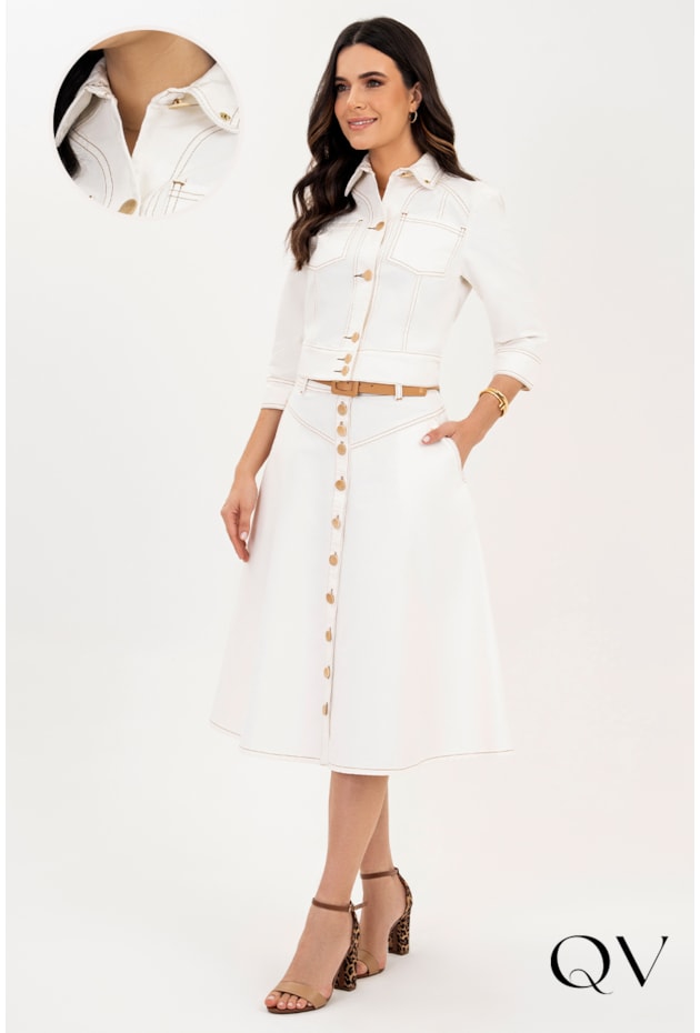 JAQUETA SARJA BOTÕES AMADEIRADOS OFF - VIA TOLENTINO JAQUETA SARJA BOTÕES AMADEIRADOS OFF - VIA TOLENTINO