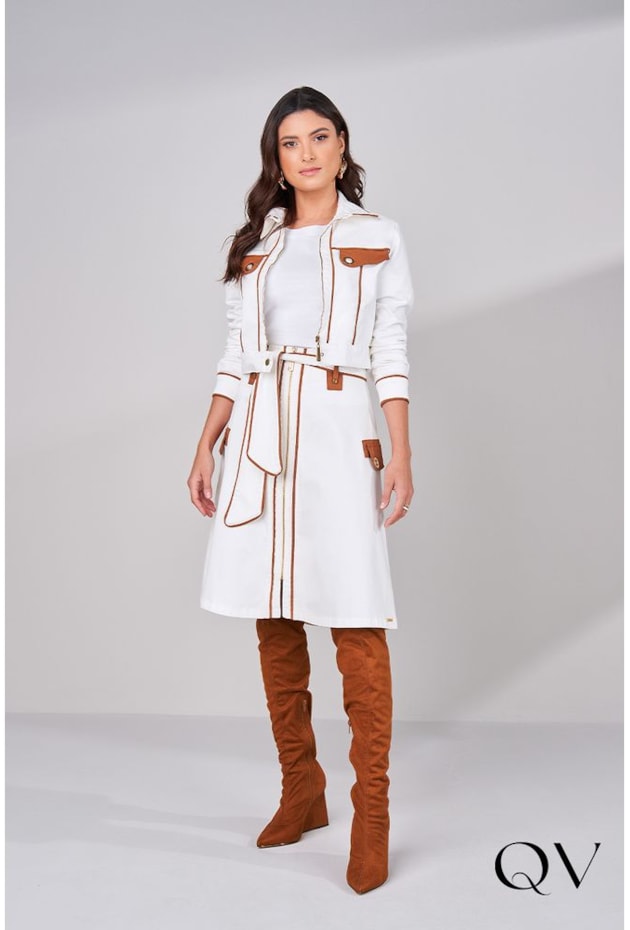 JAQUETA SARJA COM VIVO BRANCO - TITANIUM JEANS JAQUETA SARJA COM VIVO BRANCO - TITANIUM JEANS