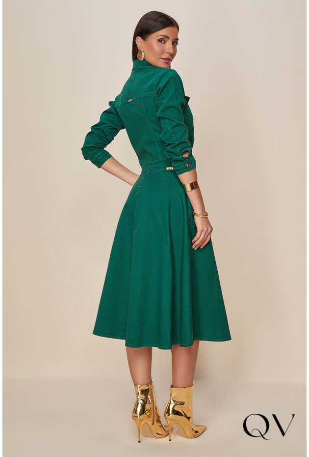 JAQUETA SARJA DETALHE TRANÇADO VERDE - TITANIUM JEANS JAQUETA SARJA DETALHE TRANÇADO VERDE - TITANIUM JEANS