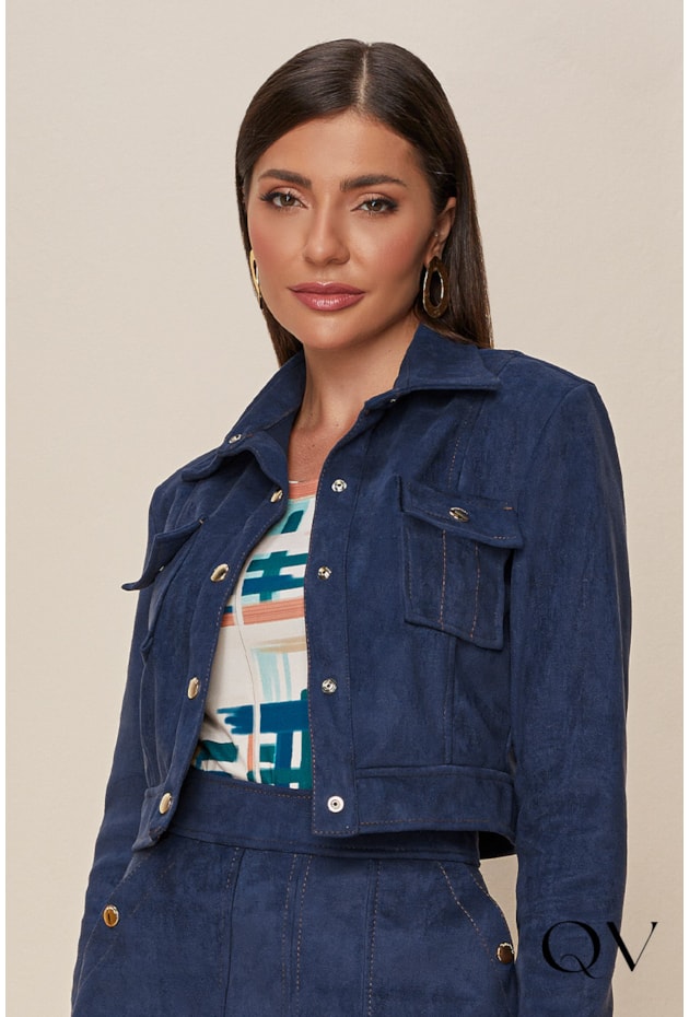 JAQUETA SUEDE AZUL MARINHO - TITANIUM JEANS JAQUETA SUEDE AZUL MARINHO - TITANIUM JEANS