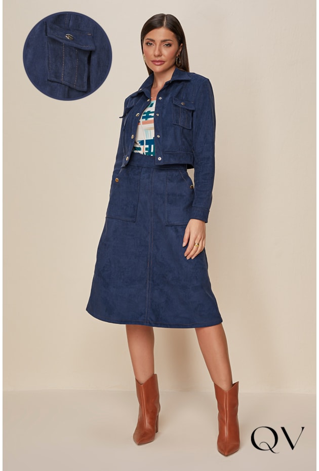 JAQUETA SUEDE AZUL MARINHO - TITANIUM JEANS JAQUETA SUEDE AZUL MARINHO - TITANIUM JEANS