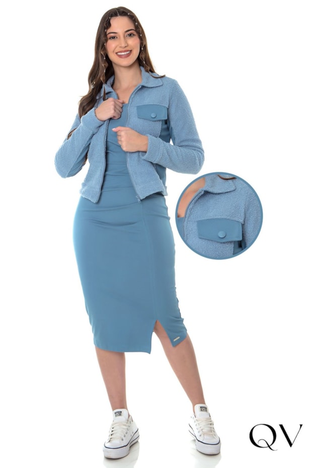 JAQUETA ZÍPER TEDDY AZUL - HAPUK JAQUETA ZÍPER TEDDY AZUL - HAPUK