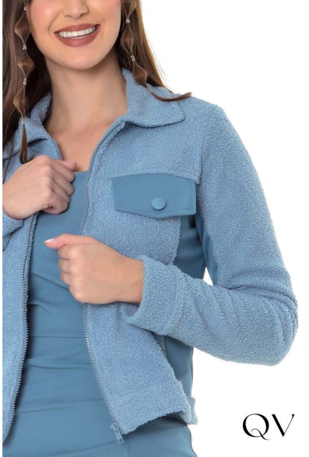 JAQUETA ZÍPER TEDDY AZUL - HAPUK JAQUETA ZÍPER TEDDY AZUL - HAPUK