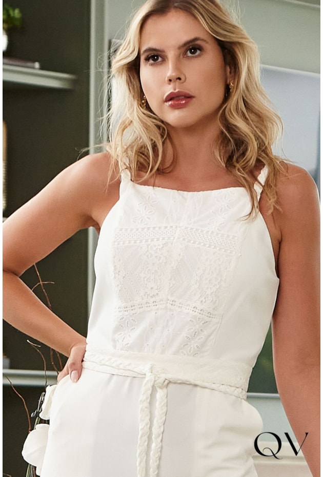 MACACÃO ALFAIATARIA COM RENDA OFF WHITE - LUZIA FAZZOLLI MACACÃO ALFAIATARIA COM RENDA OFF WHITE - LUZIA FAZZOLLI