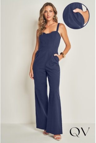 MACACÃO DE ALÇA EM PLANO NEW GRID AZUL MARINHO - DOCE TRAMA MACACÃO DE ALÇA EM PLANO NEW GRID AZUL MARINHO - DOCE TRAMA