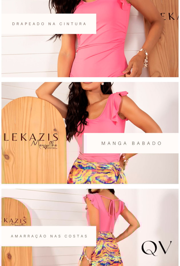 MAIÔ COM AMARRAÇÃO PINK - LEKAZIS