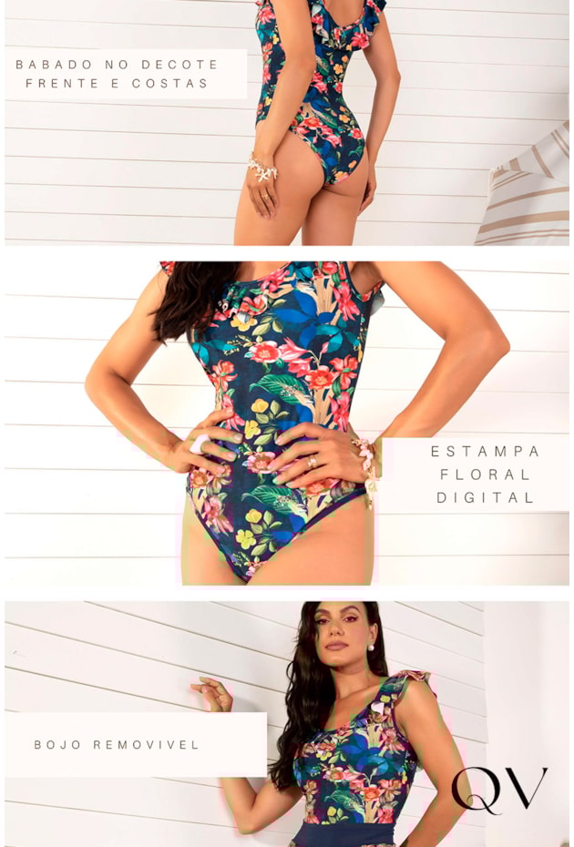 MAIÔ COM BABADOS FLORAL - LEKAZIS