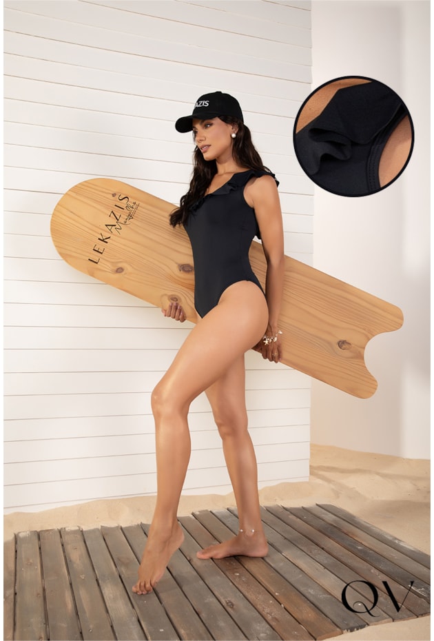 MAIÔ COM BABADOS PRETO - LEKAZIS