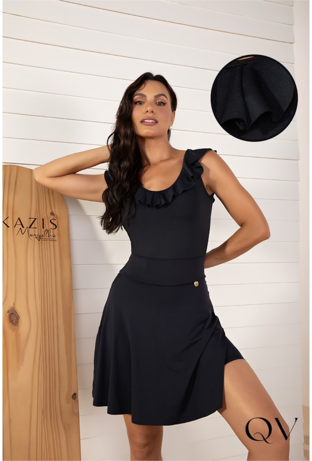 MAIÔ COM BABADOS PRETO - LEKAZIS