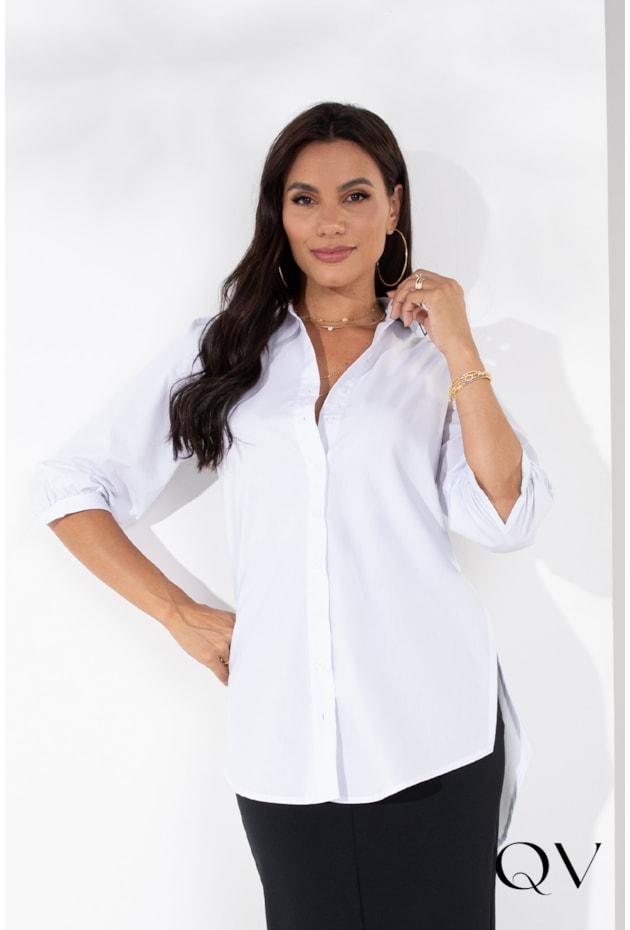 MAXI CAMISA CASUAL BRANCO - LEKAZIS