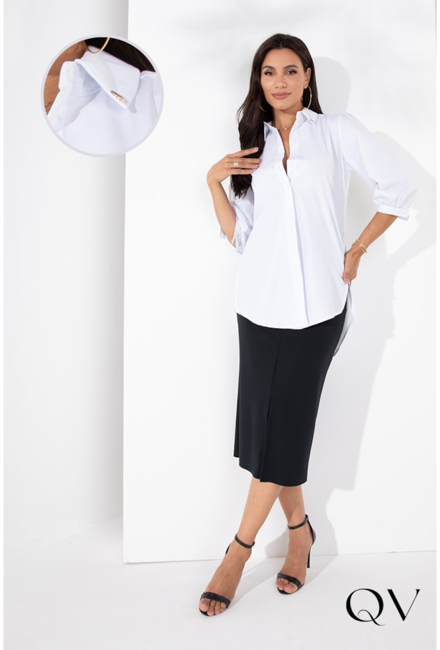 MAXI CAMISA CASUAL BRANCO - LEKAZIS