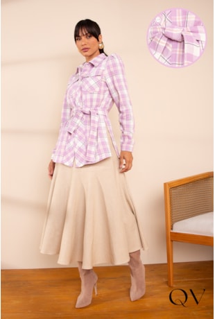PARKA FLANELADO XADREZ MALVA - LEKAZIS