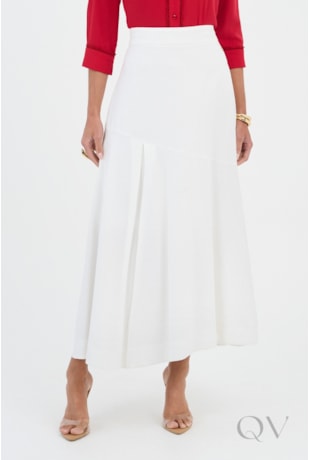 SAIA AJUSTADA GODÊ EM ALFAIATARIA OFF WHITE - VIA TOLENTINO