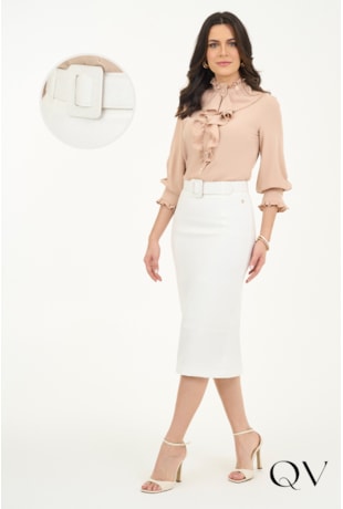 SAIA ALFAIATARIA COM CINTO OFF WHITE - VIA TOLENTINO