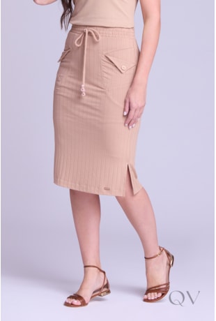 SAIA CANELADA EM MALHA BEGE MÉDIO - HAPUK