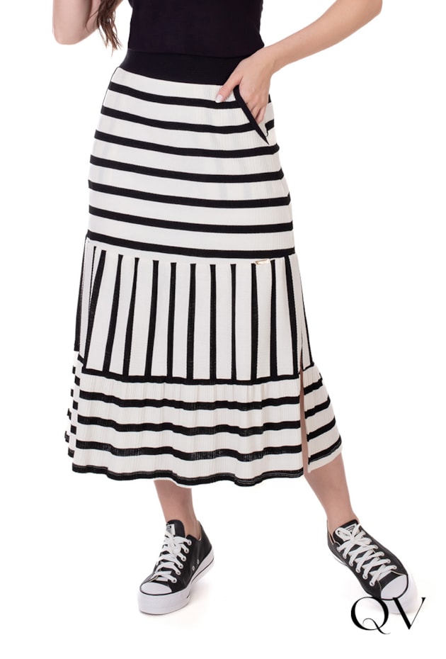 SAIA CANELADA LISTRADA PRETO - HAPUK