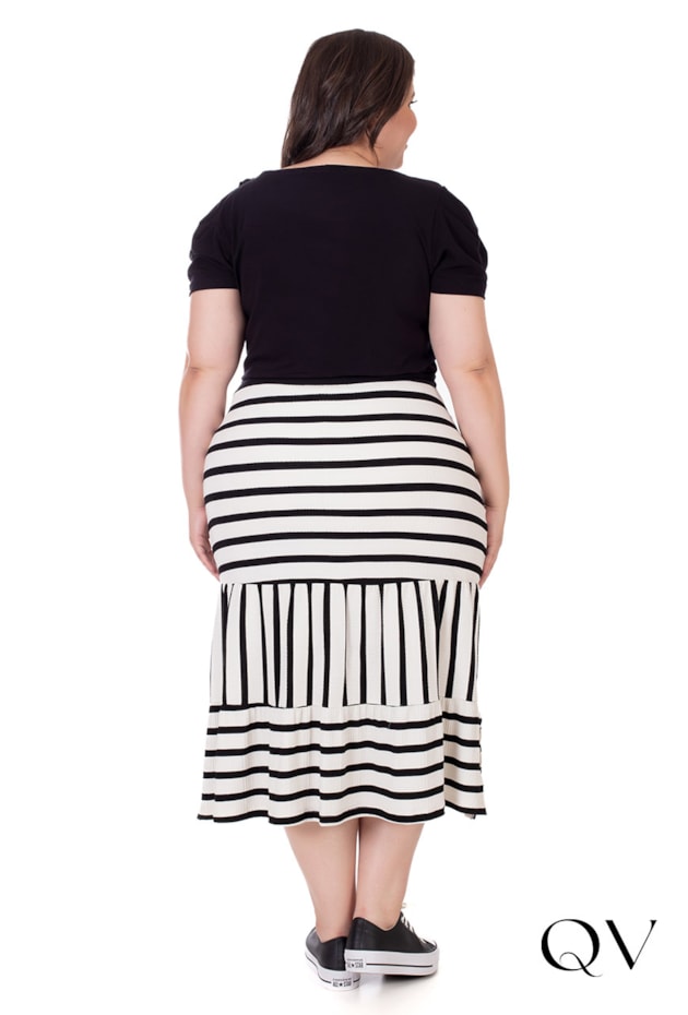 SAIA CANELADA LISTRADA PRETO - HAPUK