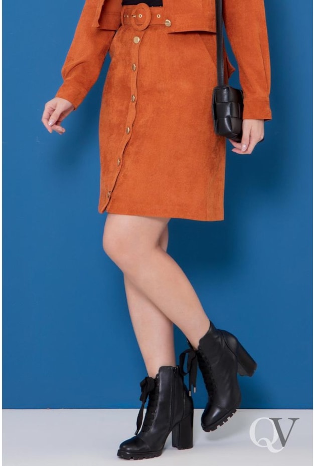 SAIA CHANEL VELUDO COTELÊ CARAMELO - PURO SHARMY SAIA CHANEL VELUDO COTELÊ CARAMELO - PURO SHARMY