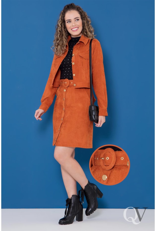 SAIA CHANEL VELUDO COTELÊ CARAMELO - PURO SHARMY SAIA CHANEL VELUDO COTELÊ CARAMELO - PURO SHARMY